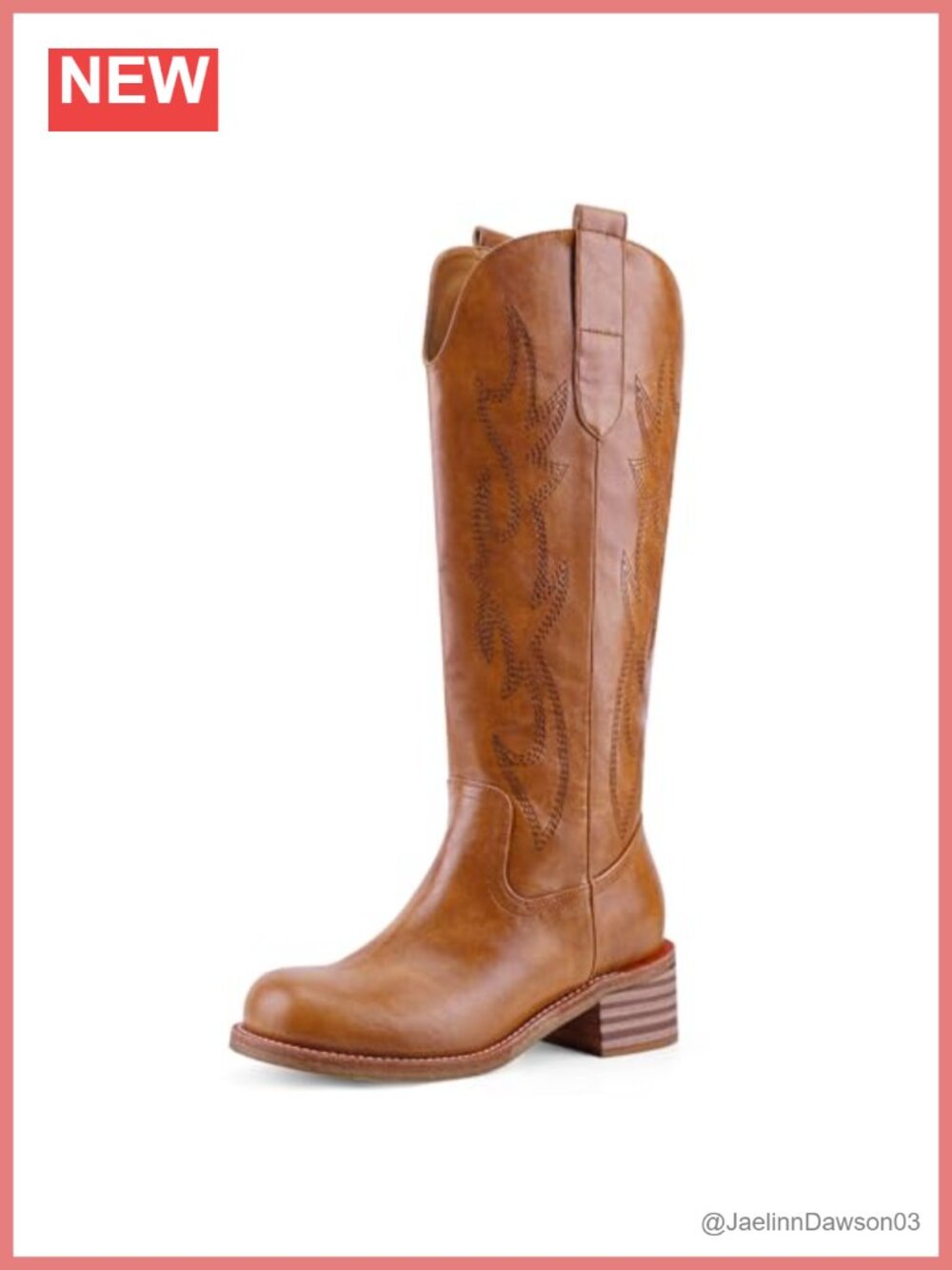Womens Cowboy Knee High Boots Western Embroidered Square Toe Wide Calf